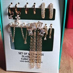 House of Harlow 1960 Gold and Crystal Earring Set